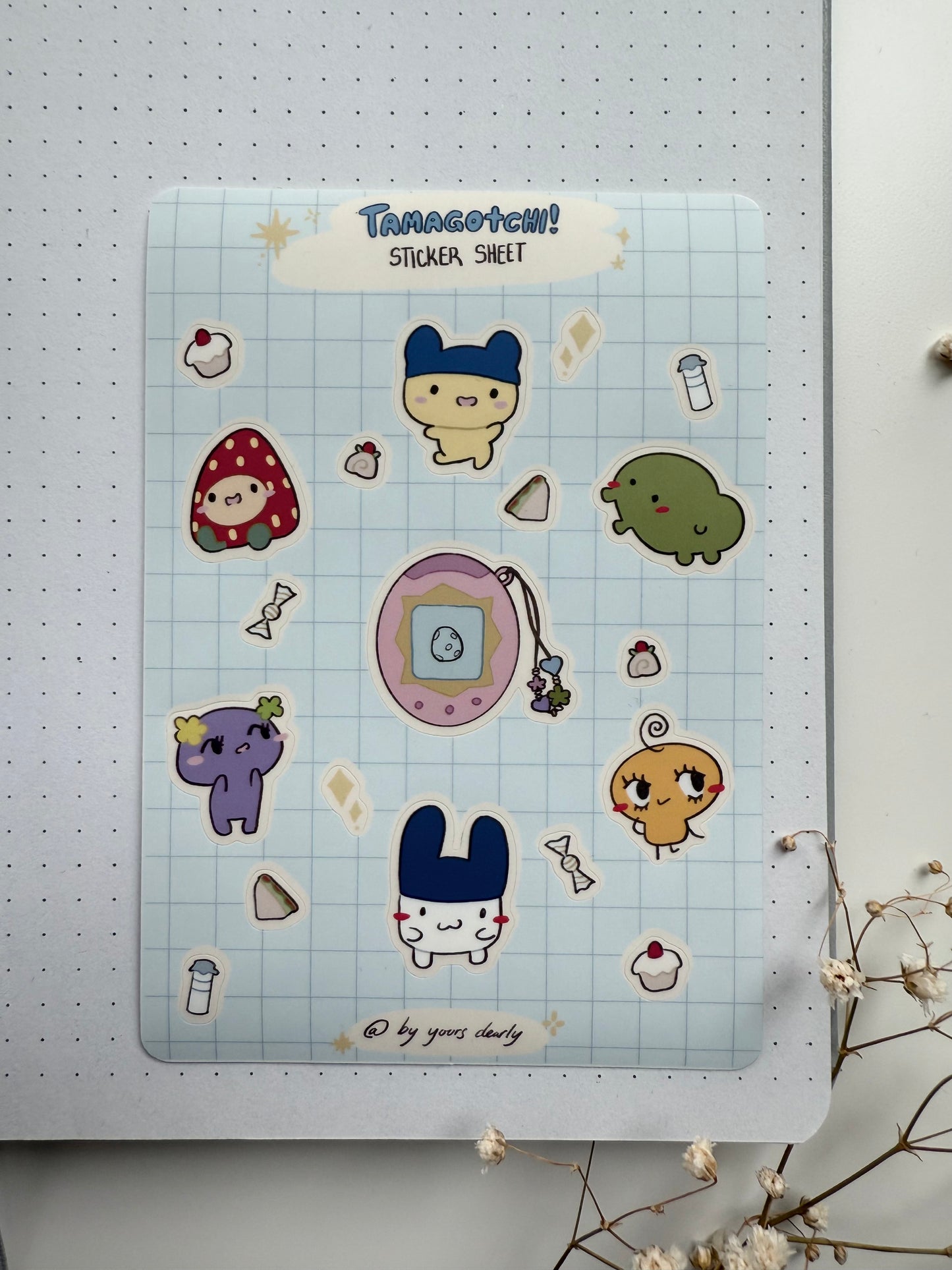 Tamagotchi Laminated Sticker Sheet