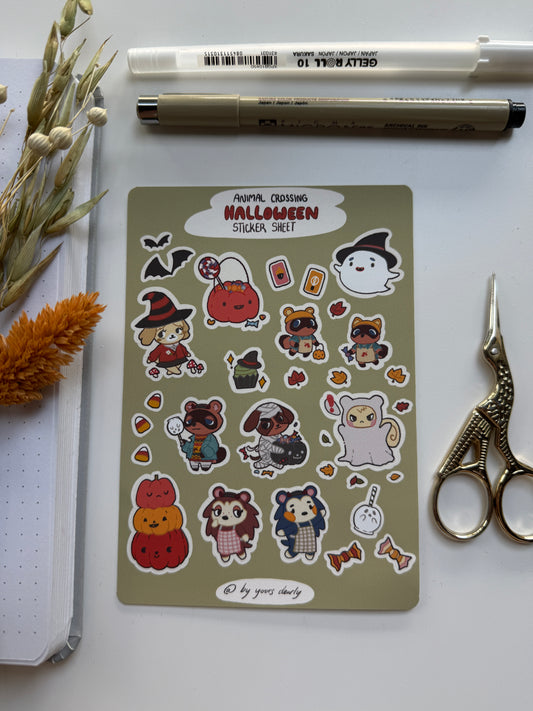Animal Crossing Halloween Sticker Sheet
